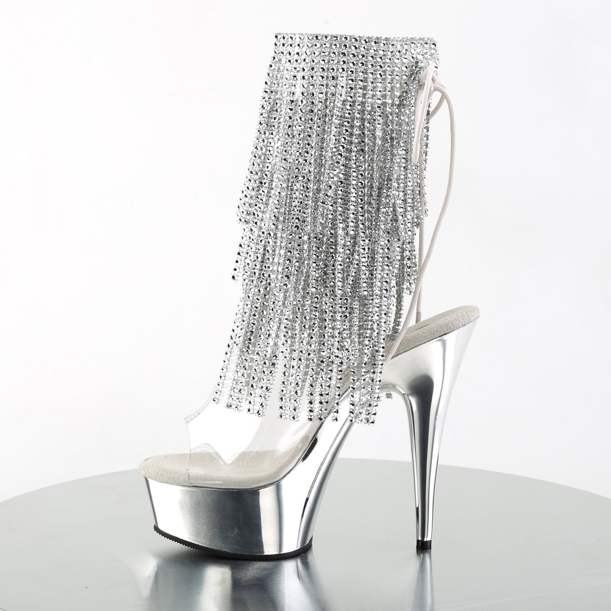 DELIGHT-1017RSF 6" Heel Clear Silver Chrome Strippers Shoes-Pleaser- Sexy Shoes Pole Dance Heels