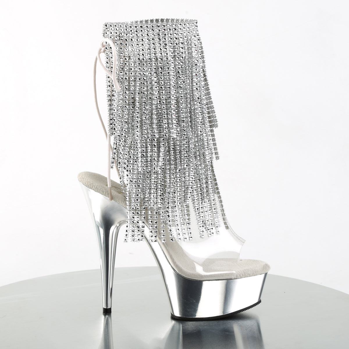 DELIGHT-1017RSF 6" Heel Clear Silver Chrome Strippers Shoes-Pleaser- Sexy Shoes Fetish Heels
