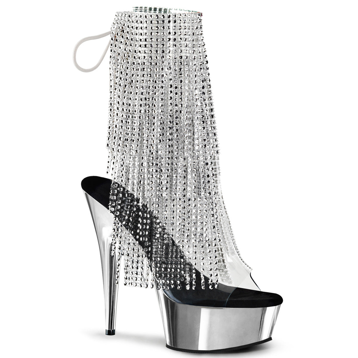 DELIGHT-1017RSF 6" Heel Clear Silver Chrome Strippers Shoes-Pleaser- Sexy Shoes