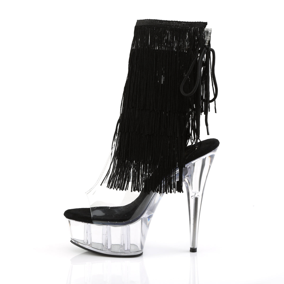 DELIGHT-1017TF 6" Heel Clear Black Pole Dancing Platforms-Pleaser- Sexy Shoes Pole Dance Heels