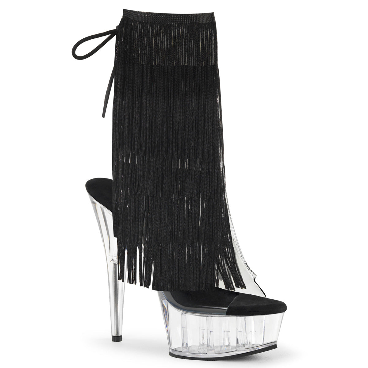 DELIGHT-1017TF 6" Heel Clear Black Pole Dancing Platforms-Pleaser- Sexy Shoes