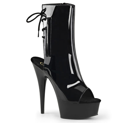 DELIGHT-1018 6 Inch Heel Black Patent Pole Dancing Platforms-Pleaser- Sexy Shoes