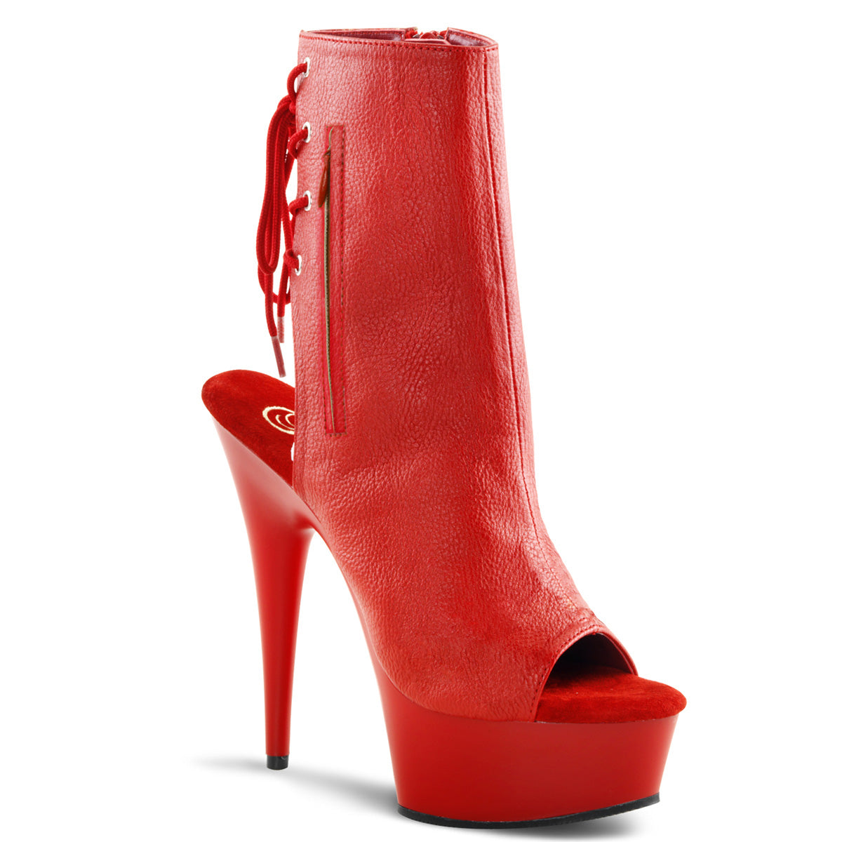 DELIGHT-1018 Pleaser 6 Inch Heel Red Ankle Boots Stripper Platforms High Heels