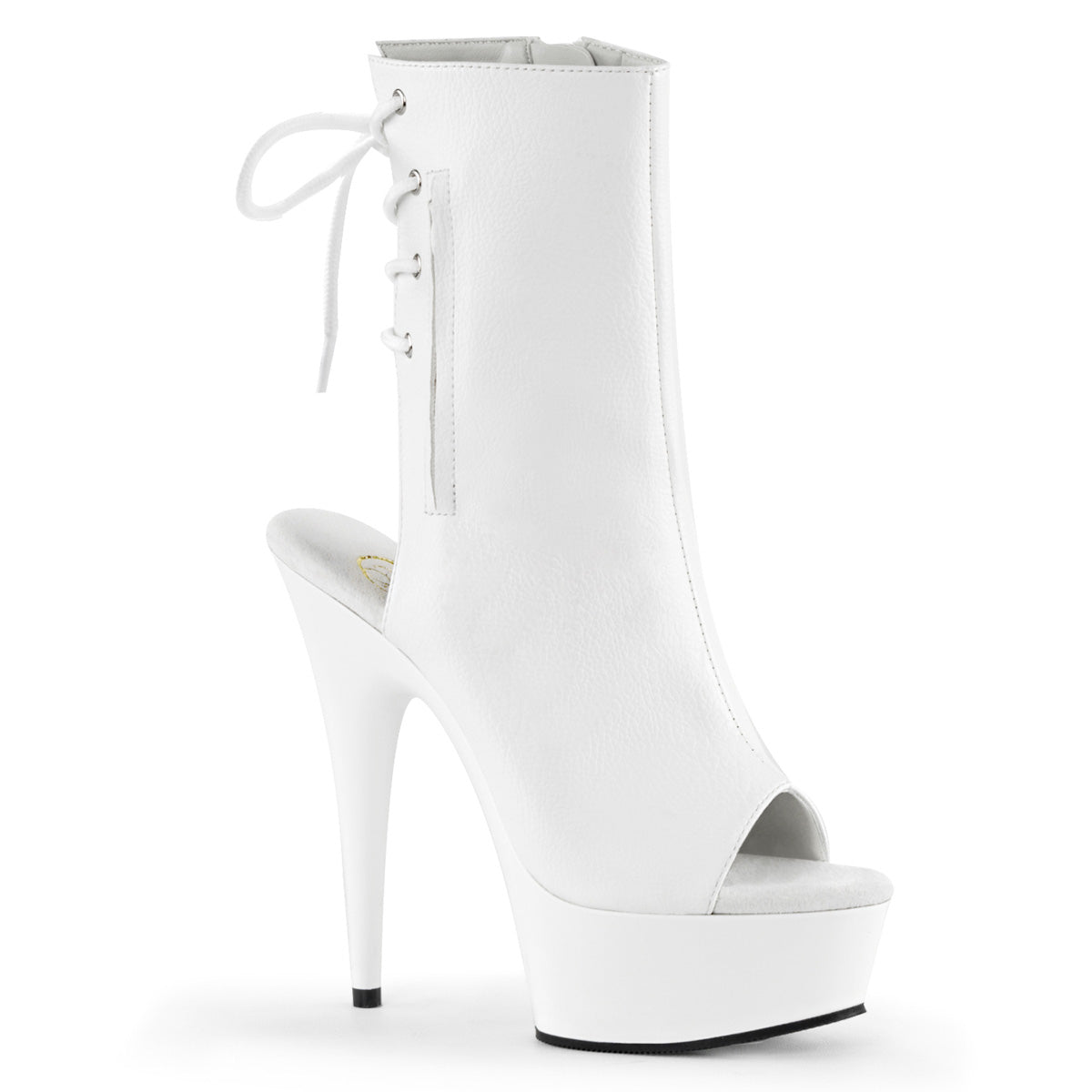 DELIGHT-1018 Pleasers 6 Inch Heel White Pole Dancer Platform Ankle Boots