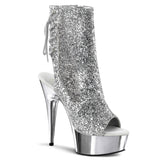 Silver Glitter 6 Inch Glamour Models Ankle Boots -  Pleaser DELIGHT-1018G