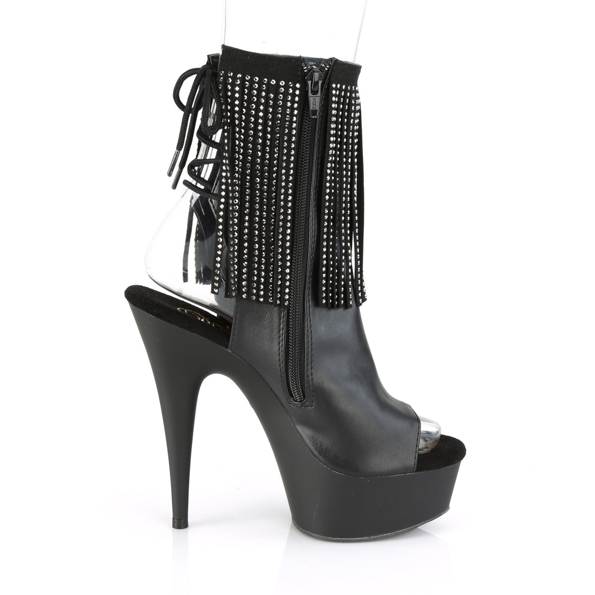 DELIGHT-1018RSF Pleaser 6 Inch Heel Black Pole Dance Shoes-Pleaser- Sexy Shoes Fetish Heels