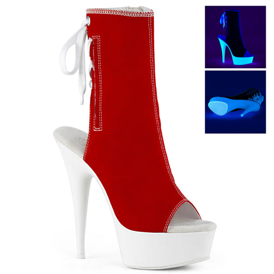 DELIGHT-1018SK 6 Inch Heel Red Canvas Pole Dancing Platforms-Pleaser- Sexy Shoes