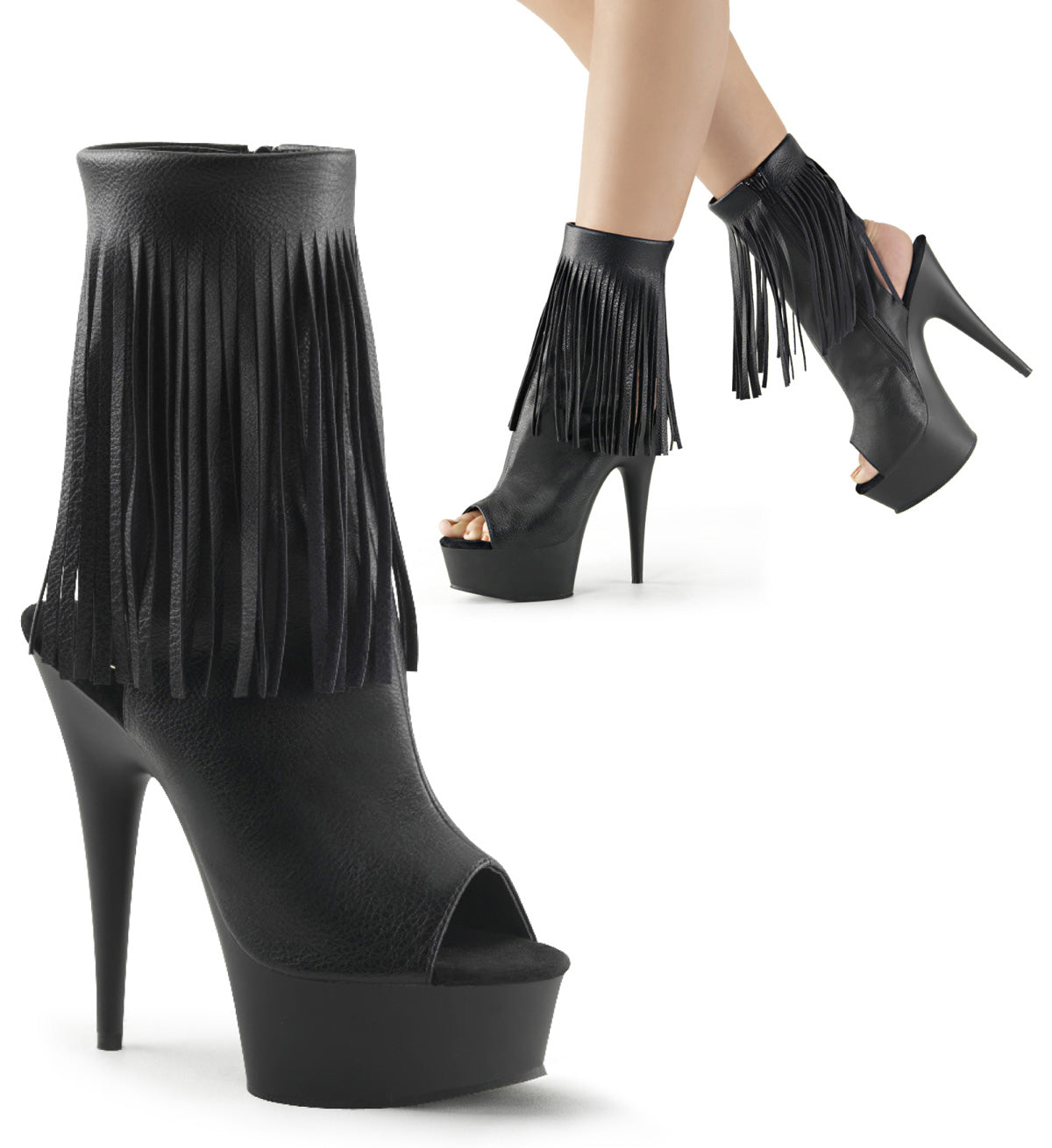 DELIGHT-1019 Pleaser 6 Inch Heel Black Pole Dancer Platforms-Pleaser- Sexy Shoes