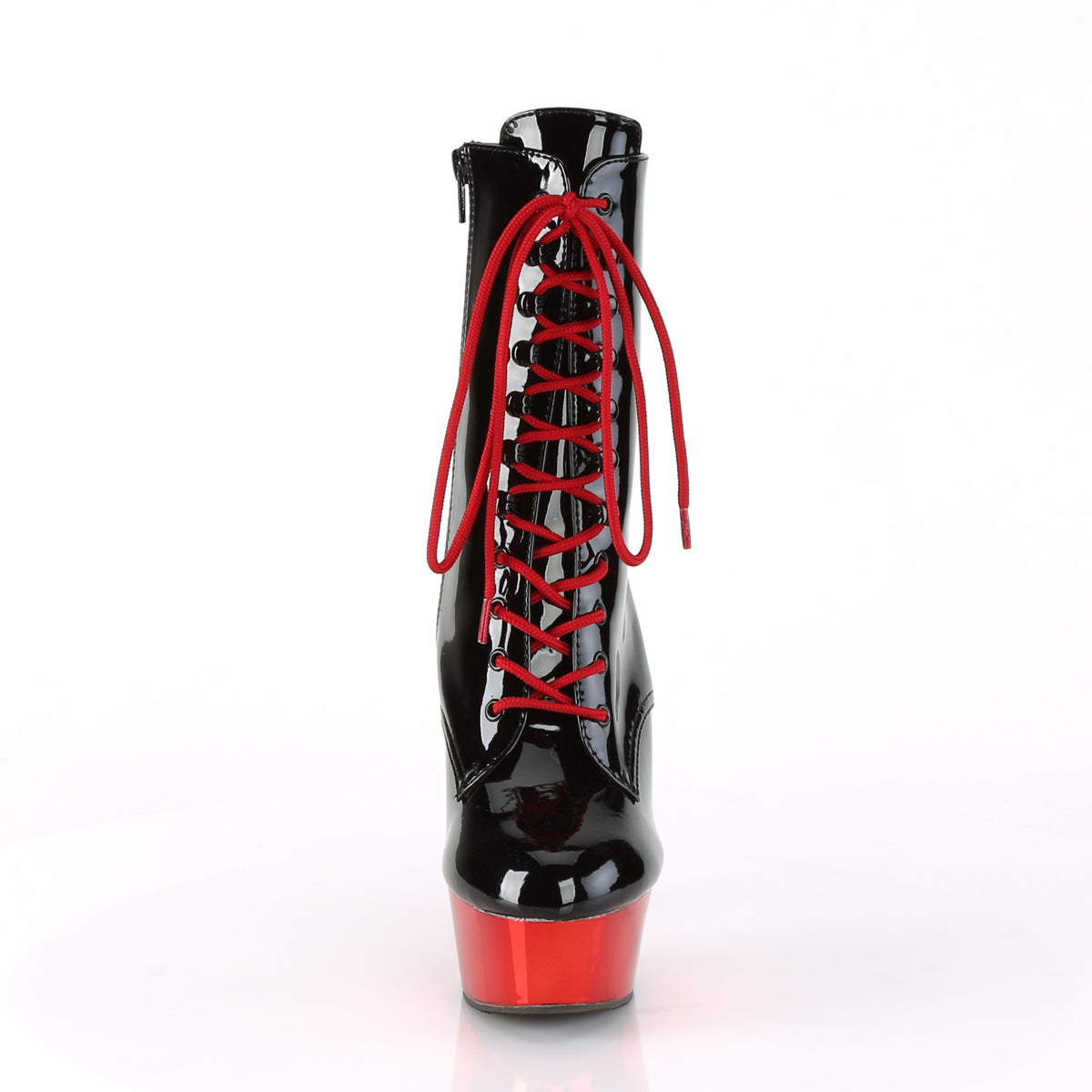 DELIGHT-1020 6" Black with Red Chrome Pole Dancer Platforms-Pleaser- Sexy Shoes Alternative Footwear