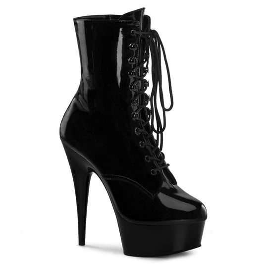 DELIGHT-1020 6 Inch Heel Black Patent Pole Dancing Platforms-Pleaser- Sexy Shoes