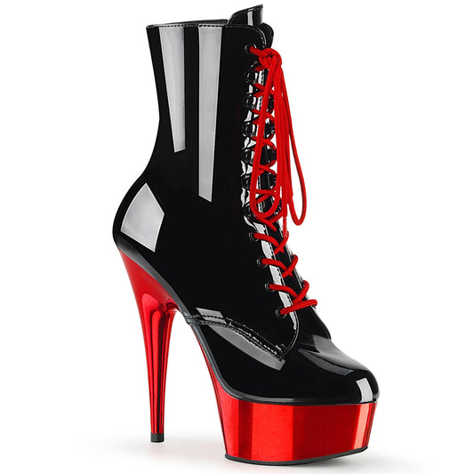 DELIGHT-1020 6" Black with Red Chrome Pole Dancer Platforms-Pleaser- Sexy Shoes
