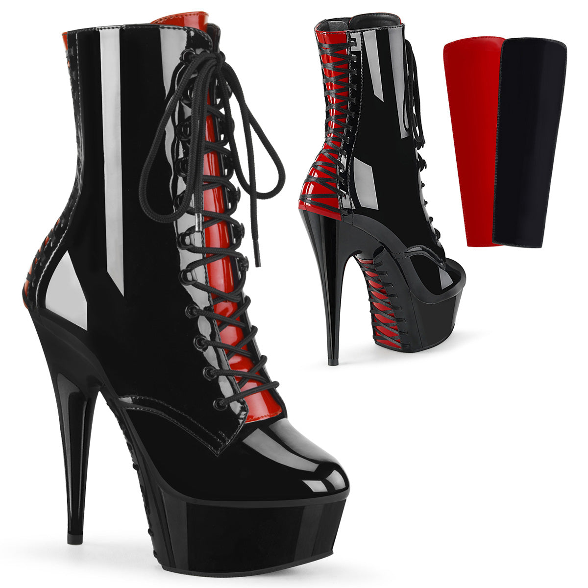 DELIGHT-1020FH 6" Heel Black Patent  Stripper Platforms High Heels