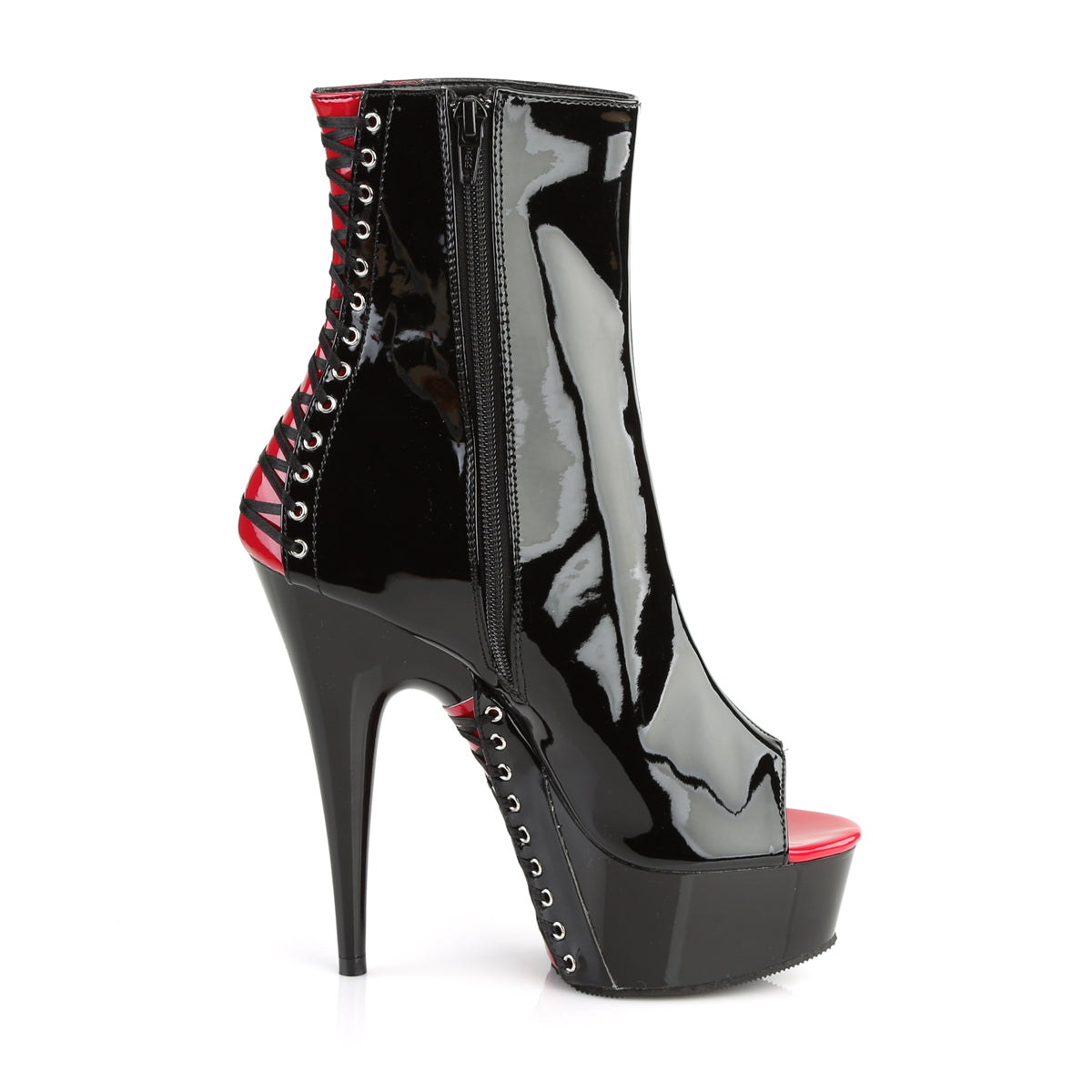 DELIGHT-1025 6" Heel Black and Red Pole Dancing Platforms-Pleaser- Sexy Shoes Fetish Heels