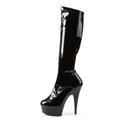 DELIGHT-2000 6" Heel Black Stretch Patent Pole Dancer Boots-Pleaser- Sexy Shoes Pole Dance Heels
