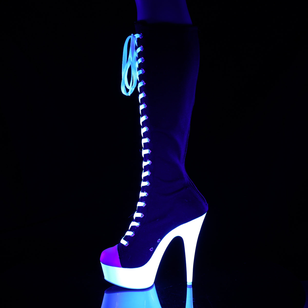 DELIGHT-2000SK-02 6" Heel Black Pole Dancing Platforms-Pleaser- Sexy Shoes Pole Dance Heels