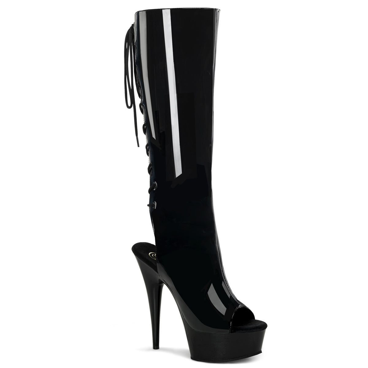 DELIGHT-2018 6 Inch Heel Black Patent Pole Dancing Platforms-Pleaser- Sexy Shoes