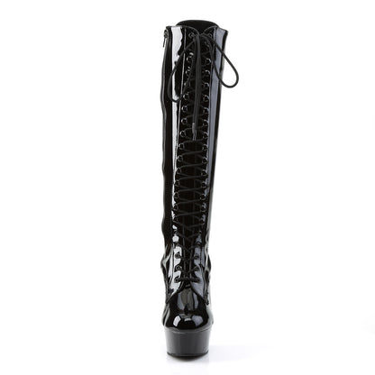 DELIGHT-2023 6" Heel Black Stretch Patent Pole Dancer Boots-Pleaser- Sexy Shoes Alternative Footwear