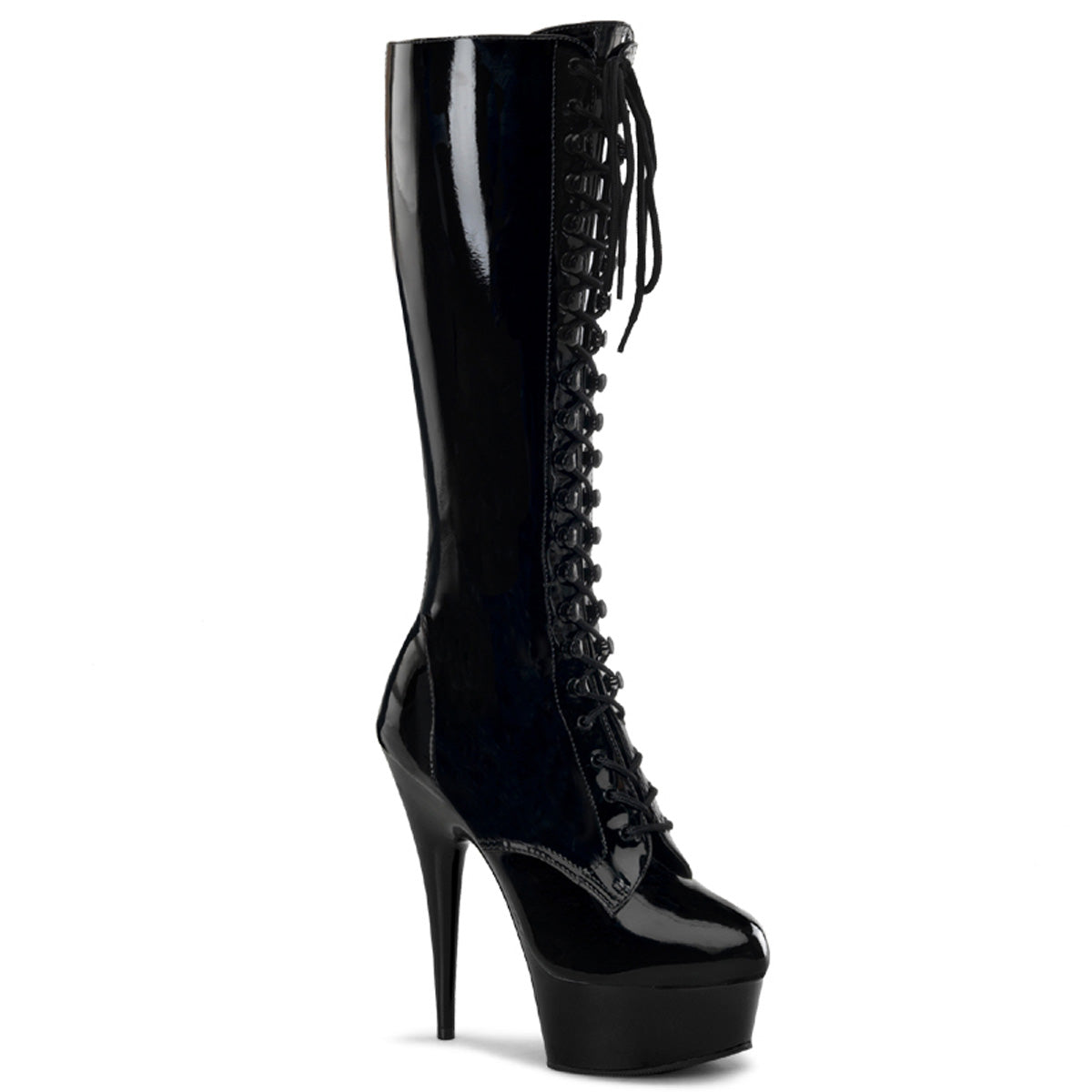 DELIGHT-2023 6" Heel Black Stretch Patent Pole Dancer Boots-Pleaser- Sexy Shoes