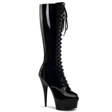 Black Patent 6 Inch Glamour Models Knee High Boots -  Pleaser DELIGHT-2023