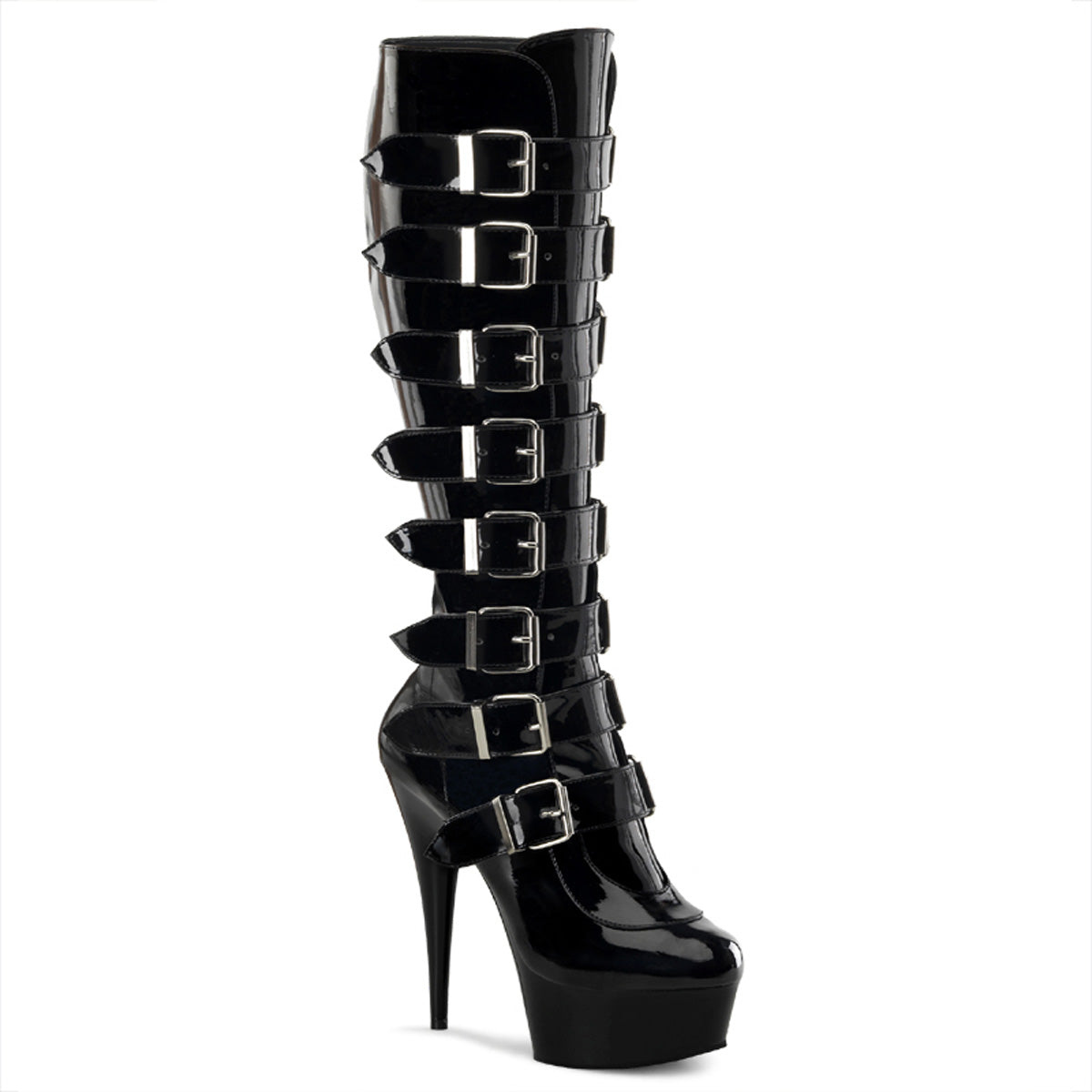 DELIGHT-2049 6 Inch Heel Black Patent Pole Dancing Platforms-Pleaser- Sexy Shoes