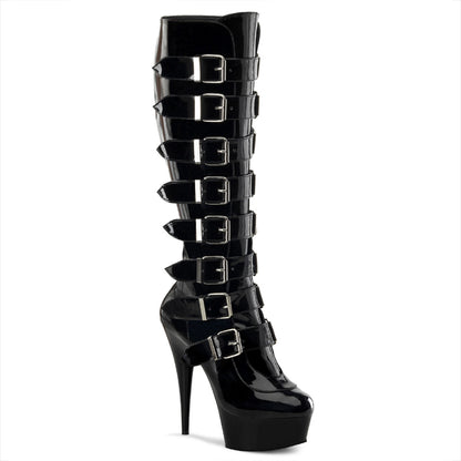 DELIGHT-2049 6 Inch Heel Black Patent  Stripper Platforms High Heels