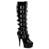 Delight-2049 Plataformas de stripper de patente negra de 6 pulgadas Tacones altos