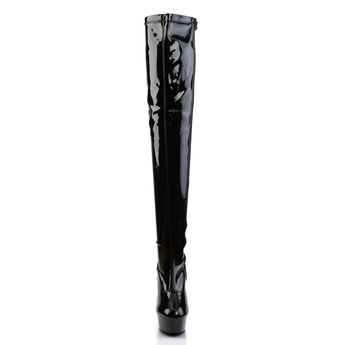 DELIGHT-3000 6" Heel Black Stretch Patent Pole Dancer Boots-Pleaser- Sexy Shoes Alternative Footwear