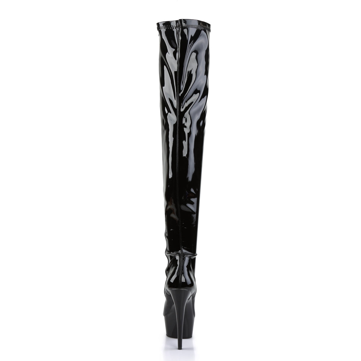 DELIGHT-3000 6" Heel Black Stretch Patent Pole Dancer Boots-Pleaser- Sexy Shoes Fetish Footwear