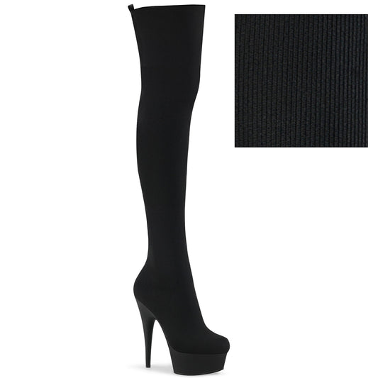 DELIGHT-3002-1 Pleaser 6" Heel Black Stretch Strippers Shoes-Pleaser- Sexy Shoes