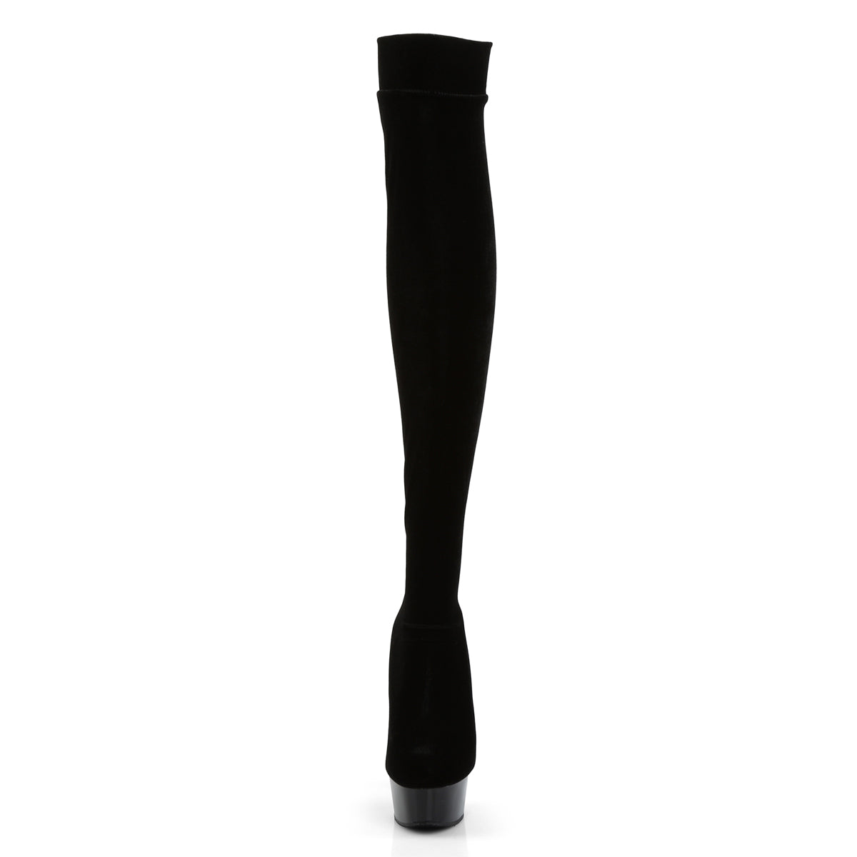 DELIGHT-3002 6" Heel Black Stretch Velvet Pole Dancer Boots-Pleaser- Sexy Shoes Alternative Footwear