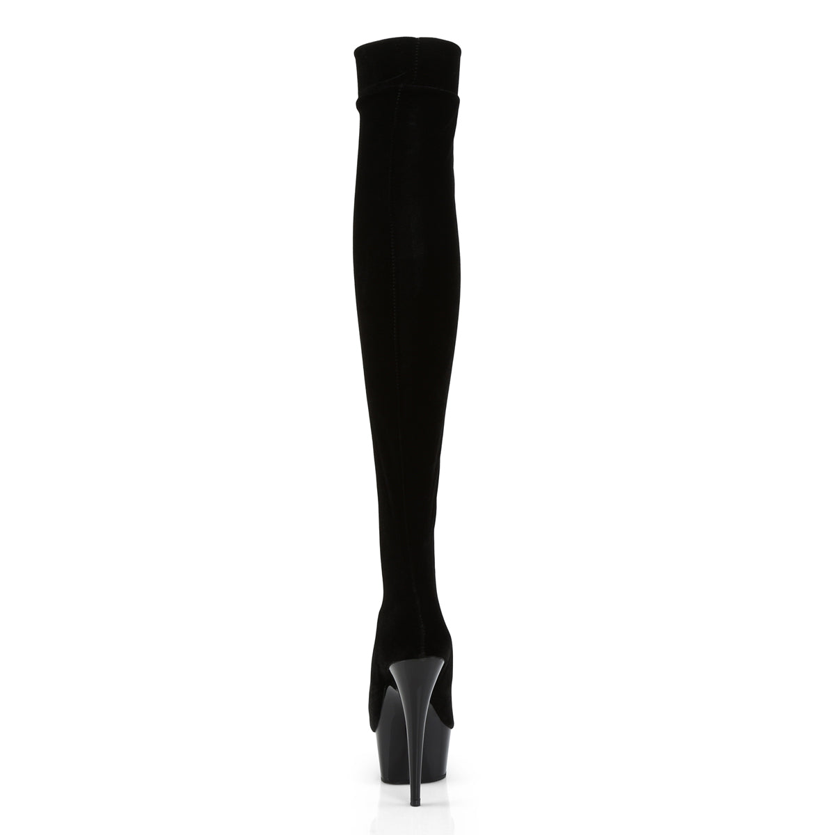 DELIGHT-3002 6" Heel Black Stretch Velvet Pole Dancer Boots-Pleaser- Sexy Shoes Fetish Footwear