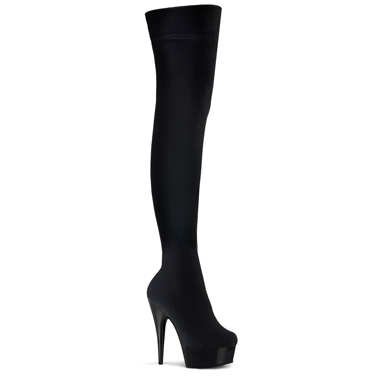 DELIGHT-3002 6" Heel Black Stretch Velvet Pole Dancer Boots-Pleaser- Sexy Shoes