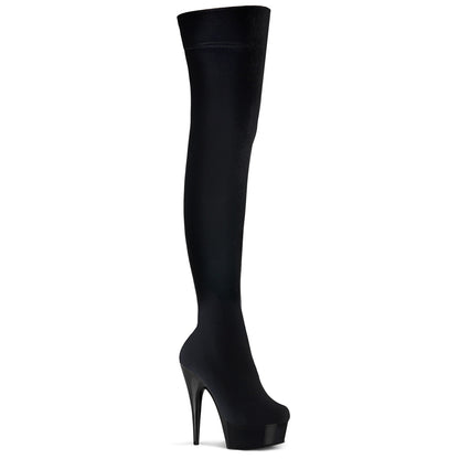 DELIGHT-3002 6" Heel Black Stretch Velvet Pole Dancer Boots