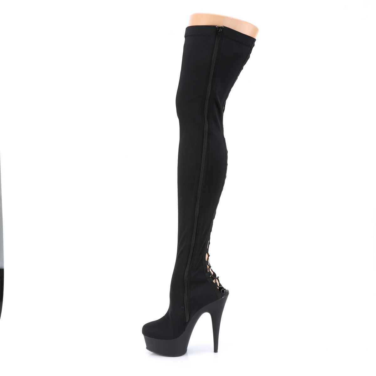 DELIGHT-3003 6" Heel Black Lycra Pole Dancing Platforms-Pleaser- Sexy Shoes Pole Dance Heels
