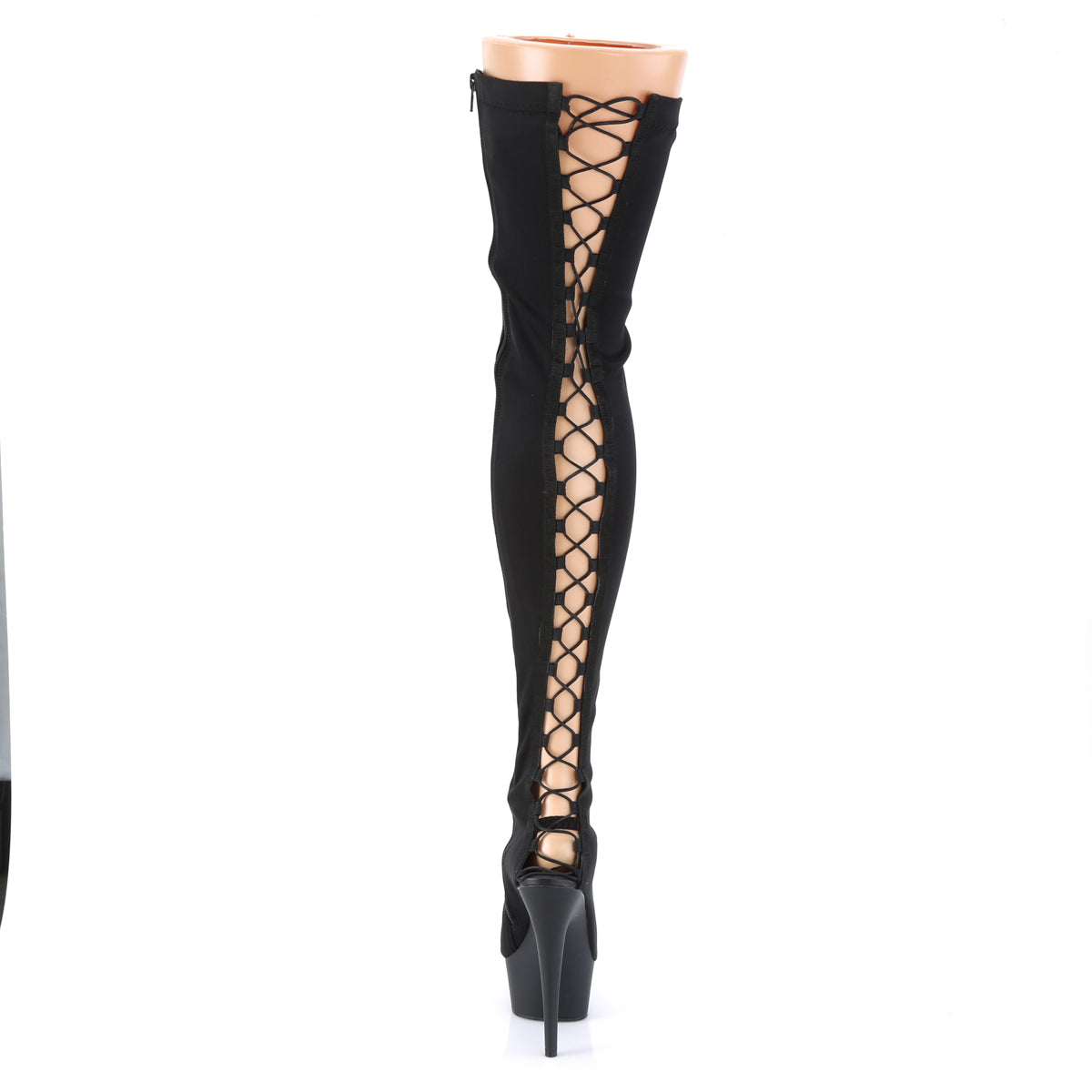 delight 3002 1 pleaser black stretch knit fabric black matte platforms exotic dancing