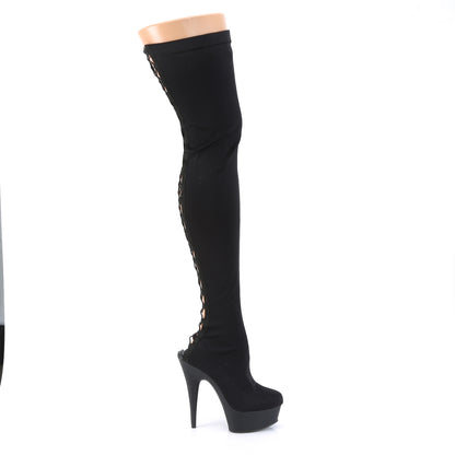 DELIGHT-3003 6" Heel Black Lycra Pole Dancing Platforms-Pleaser- Sexy Shoes Fetish Heels