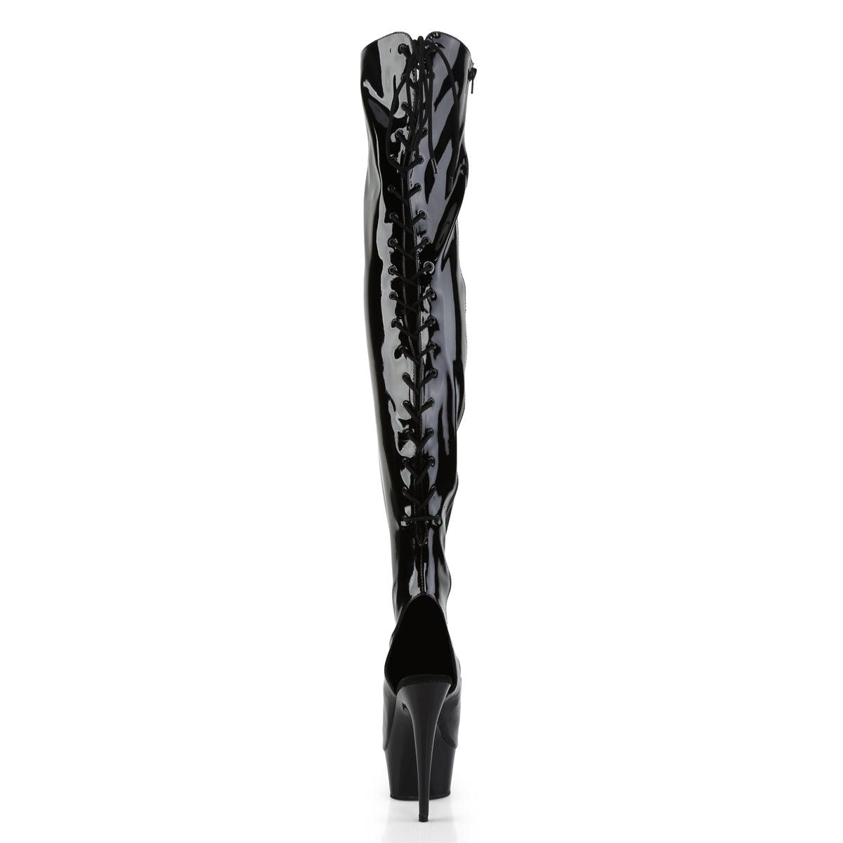 DELIGHT-3017 6" Heel Black Stretch Patent Pole Dancer Boots-Pleaser- Sexy Shoes Fetish Footwear