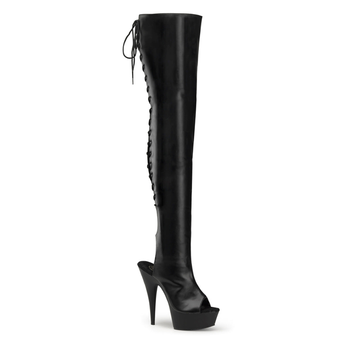 DELIGHT-3017 Pleaser 6 Inch Heel Black Pole Dancer Platforms-Pleaser- Sexy Shoes