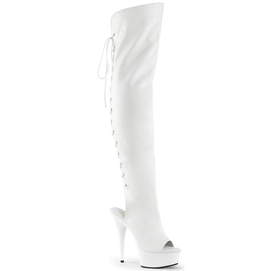 DELIGHT-3019 Pleaser 6 Inch Heel White Pole Dancer Platforms-Pleaser- Sexy Shoes