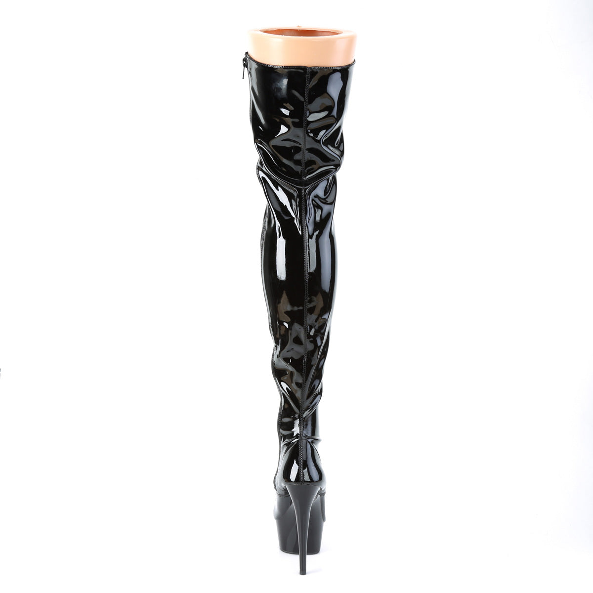 DELIGHT-3023 6" Heel Black Stretch Patent Pole Dancer Boots-Pleaser- Sexy Shoes Fetish Footwear