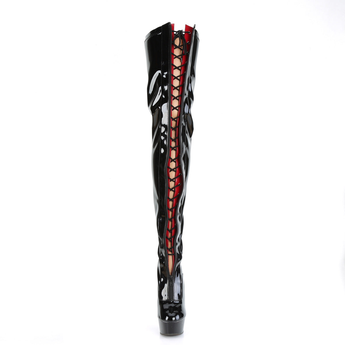 delight 3027 pleaser black red str patent black shoes