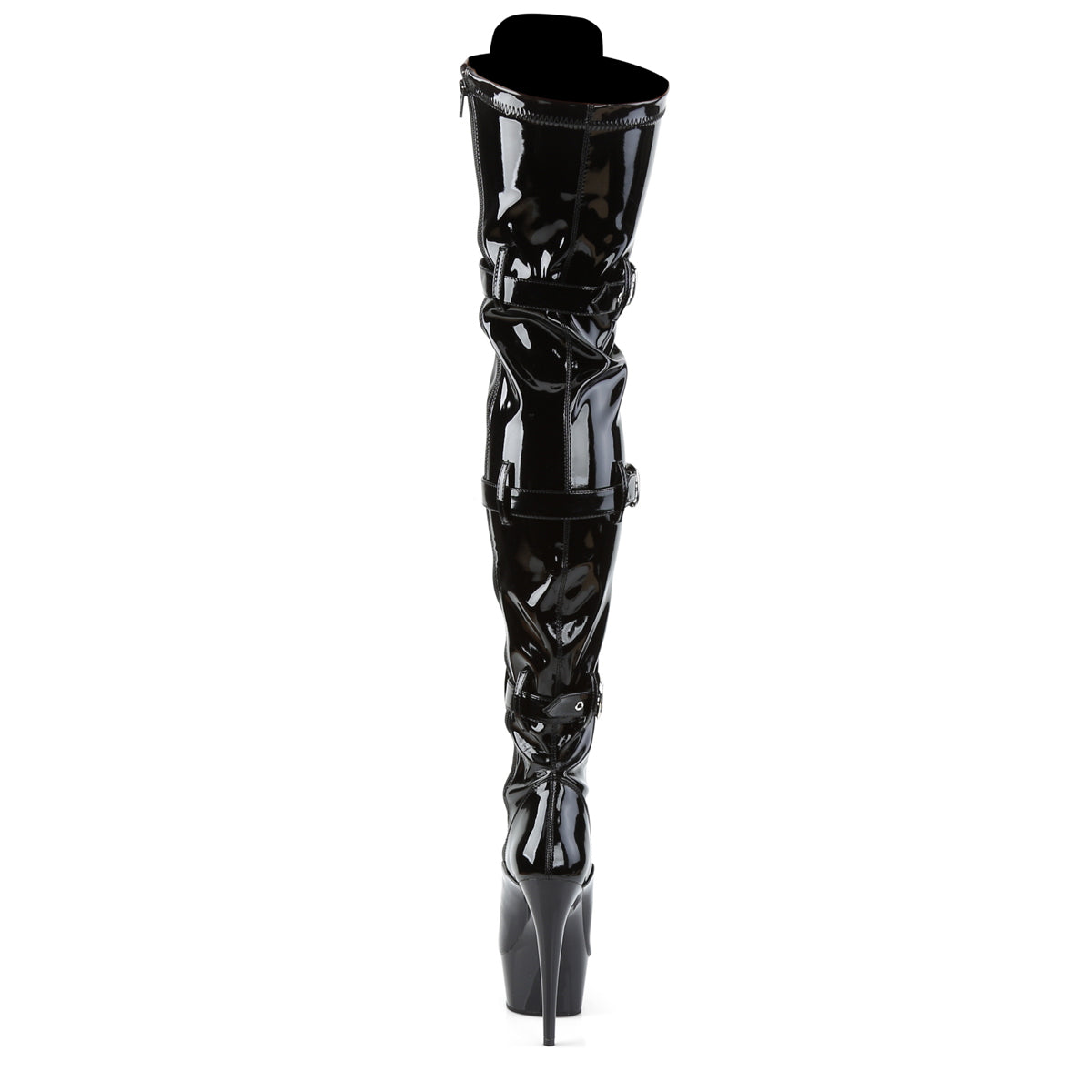 DELIGHT-3028 6" Heel Black Stretch Patent Pole Dancer Boots-Pleaser- Sexy Shoes Fetish Footwear