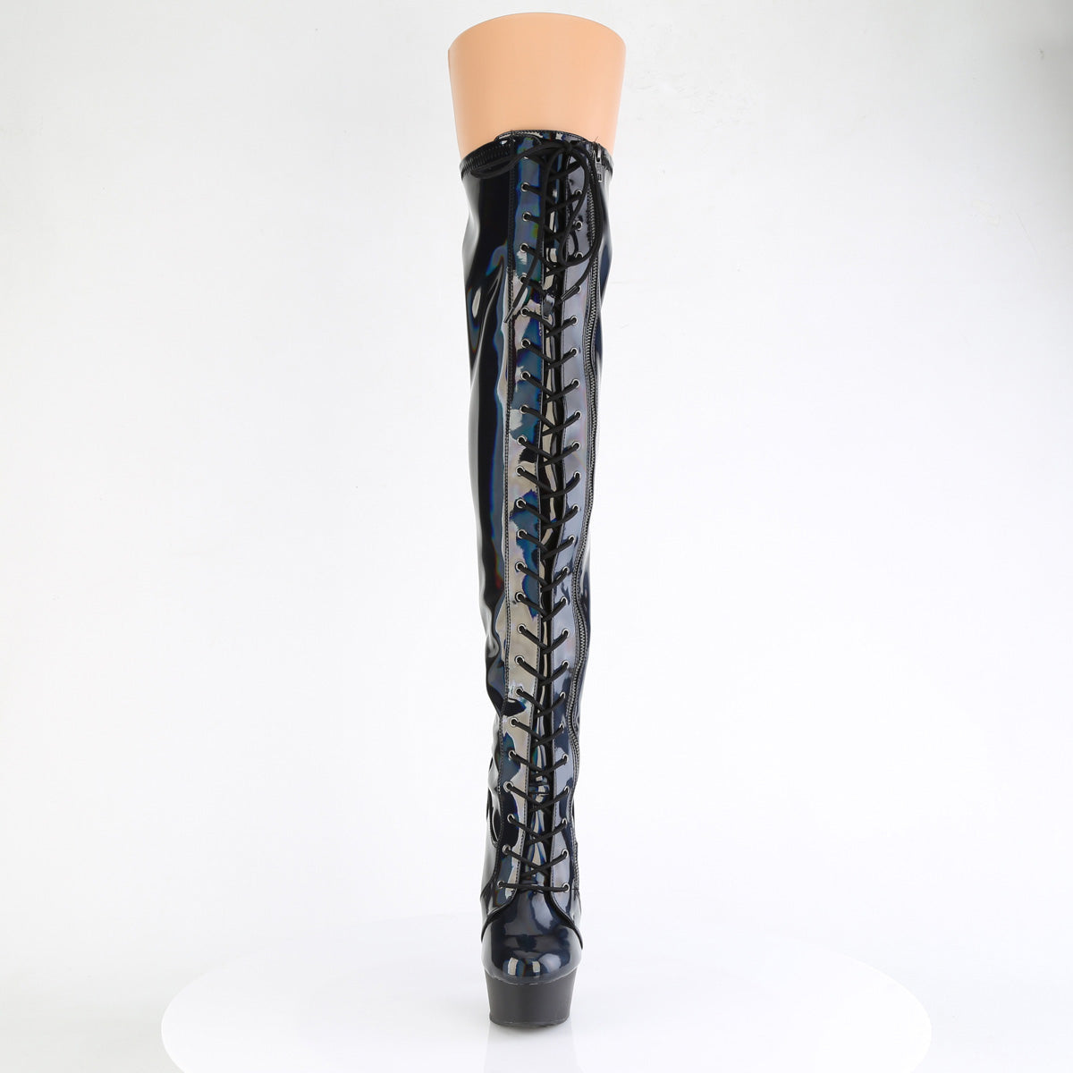 delight 3029 pleaser sexy footwear blk str hologram pat blk matte