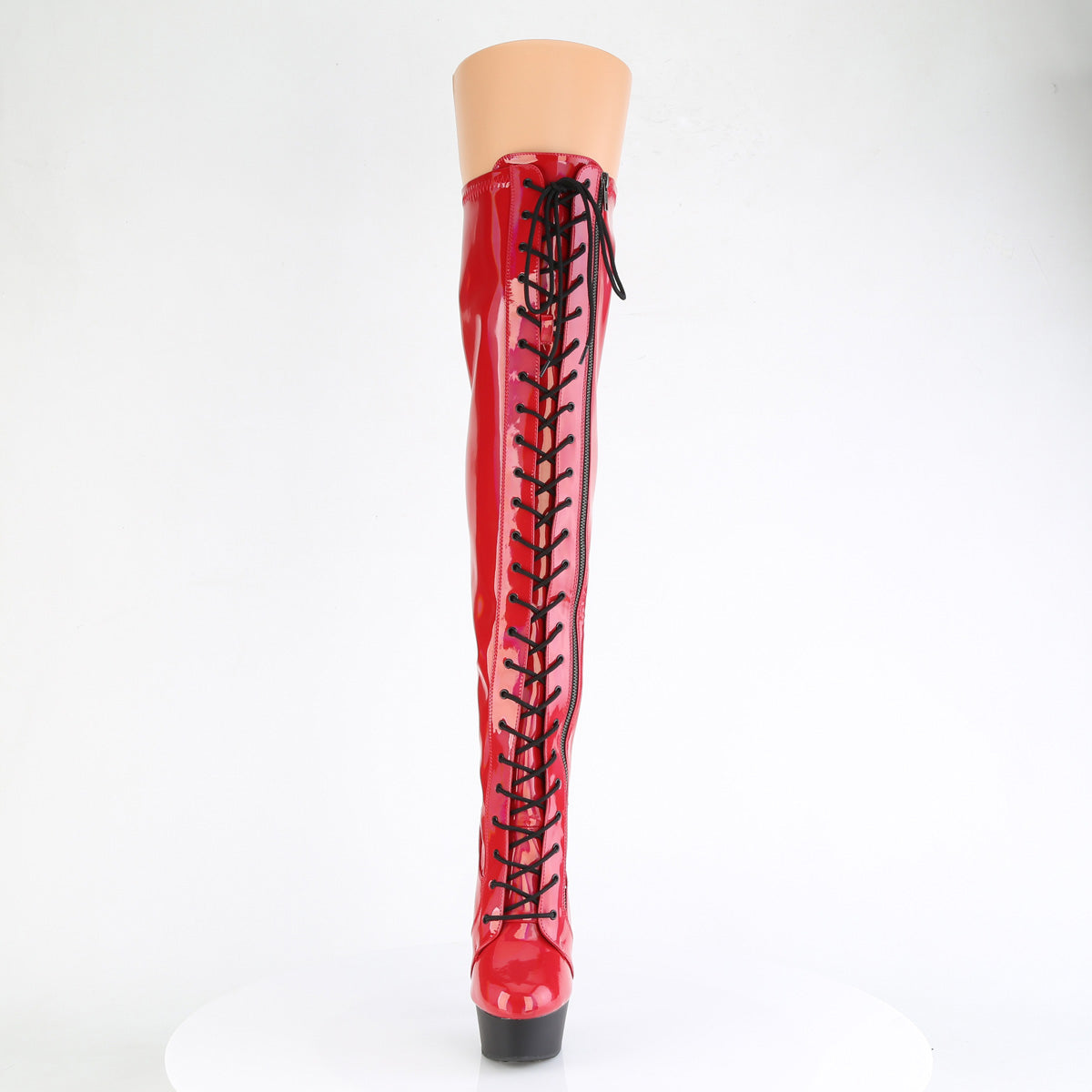 delight 3029 pleaser sexy footwear red str hologram pat blk matte