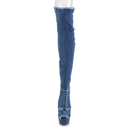 DELIGHT-3030 6" Heel Denim Blue Pole Dancing Platforms-Pleaser- Sexy Shoes Alternative Footwear