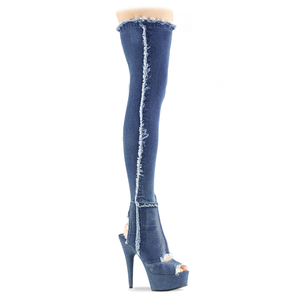 DELIGHT-3030 6" Heel Denim Blue Pole Dancing Platforms-Pleaser- Sexy Shoes