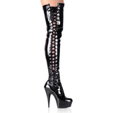 Black Patent 6 Inch Strippers Thigh High Boots -  Pleaser DELIGHT-3050