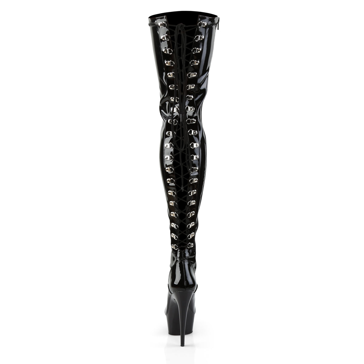 DELIGHT-3063 6" Heel Black Stretch Patent Pole Dancer Boots-Pleaser- Sexy Shoes Fetish Footwear