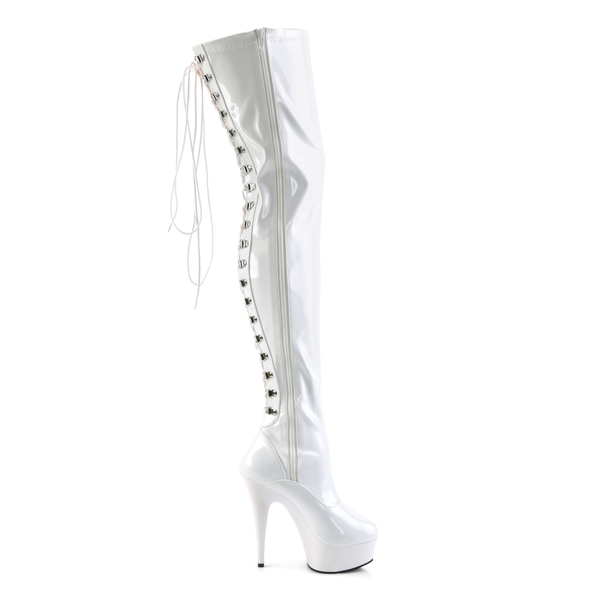 DELIGHT-3063 6 Inch Heel White Patent Pole Dancing Platforms-Pleaser- Sexy Shoes Fetish Heels