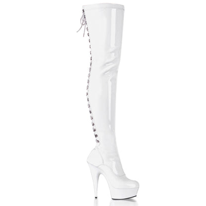 Delight-3063 6 inch Heel de brevet alb Platforme de dans